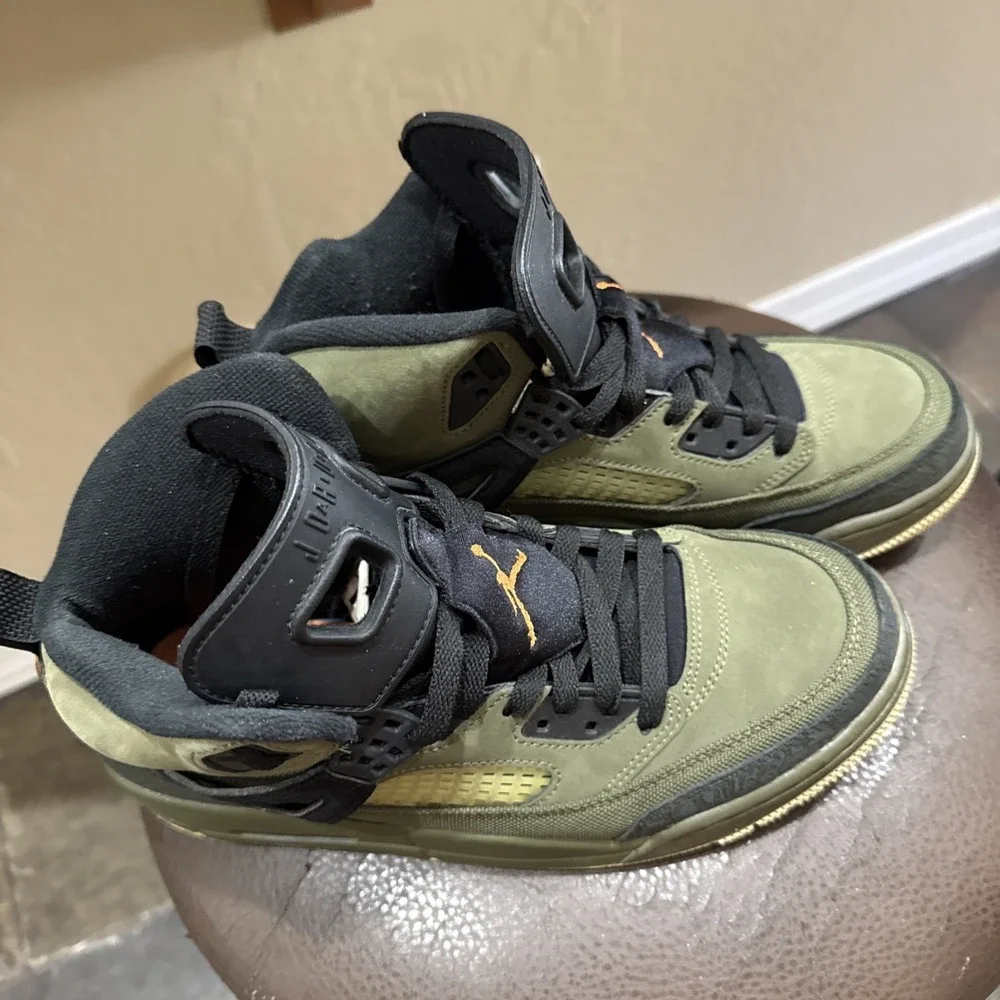 Preowned Jordan Spizike Men's Sneakers Size 9‎ Olive Canvas/Cone Black